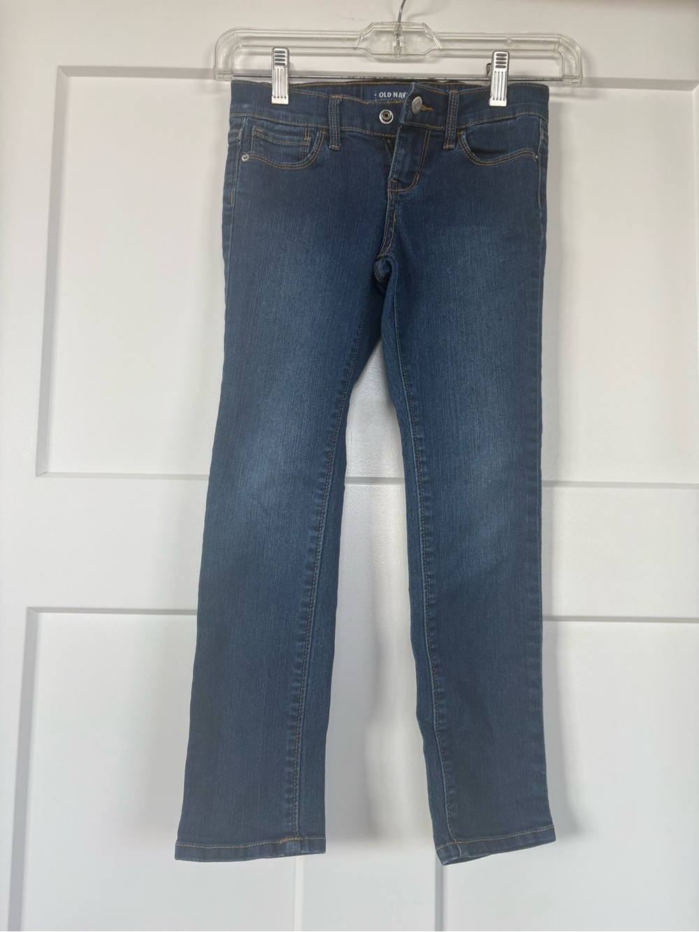 Old Navy Girls Skinny Blue Jeans with adjustable waist straps Size 6